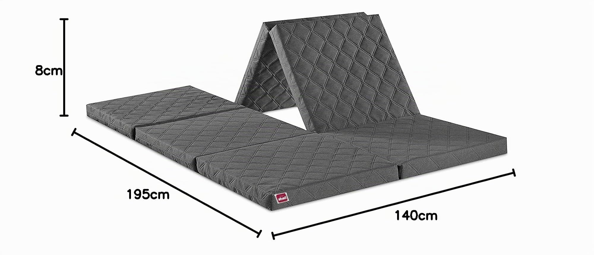 abeil-matelas-chauffeuse-d-appoint-2-personnes-housse-grise image 2