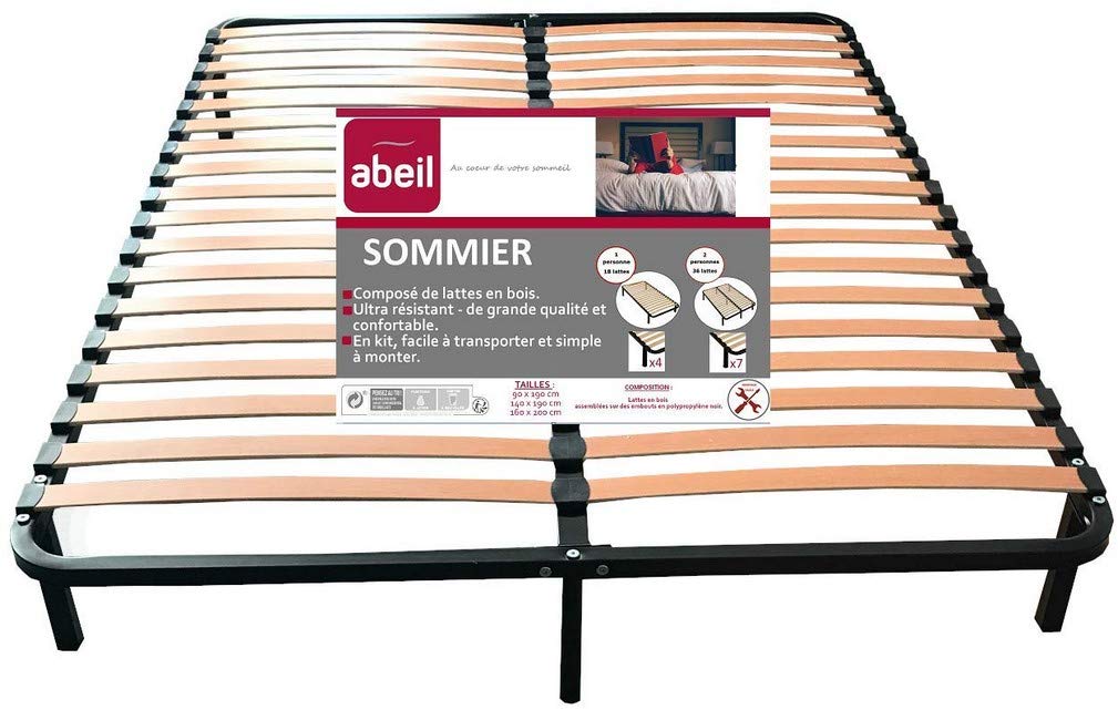 abeil-matelas-sommier-lattes-140x190-cm-noir-kit image 1