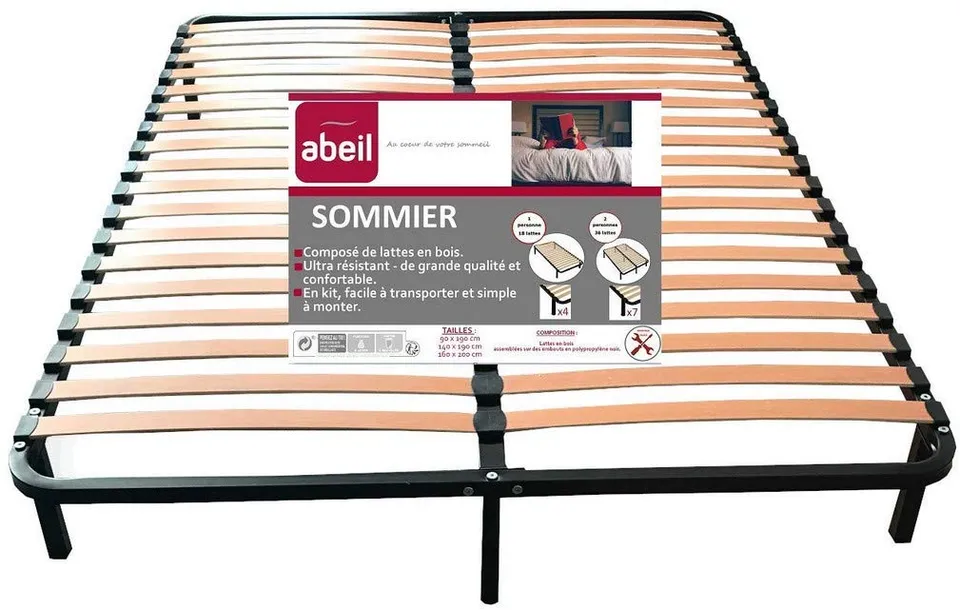 abeil-matelas-sommier-lattes-140x190-cm-noir-kit image 1
