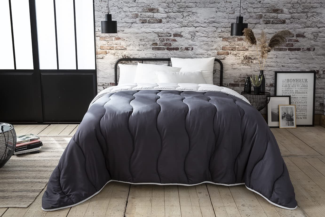 abeil-couette-temp-r-e-bicolore-couette-240x260-cm-gris image 2