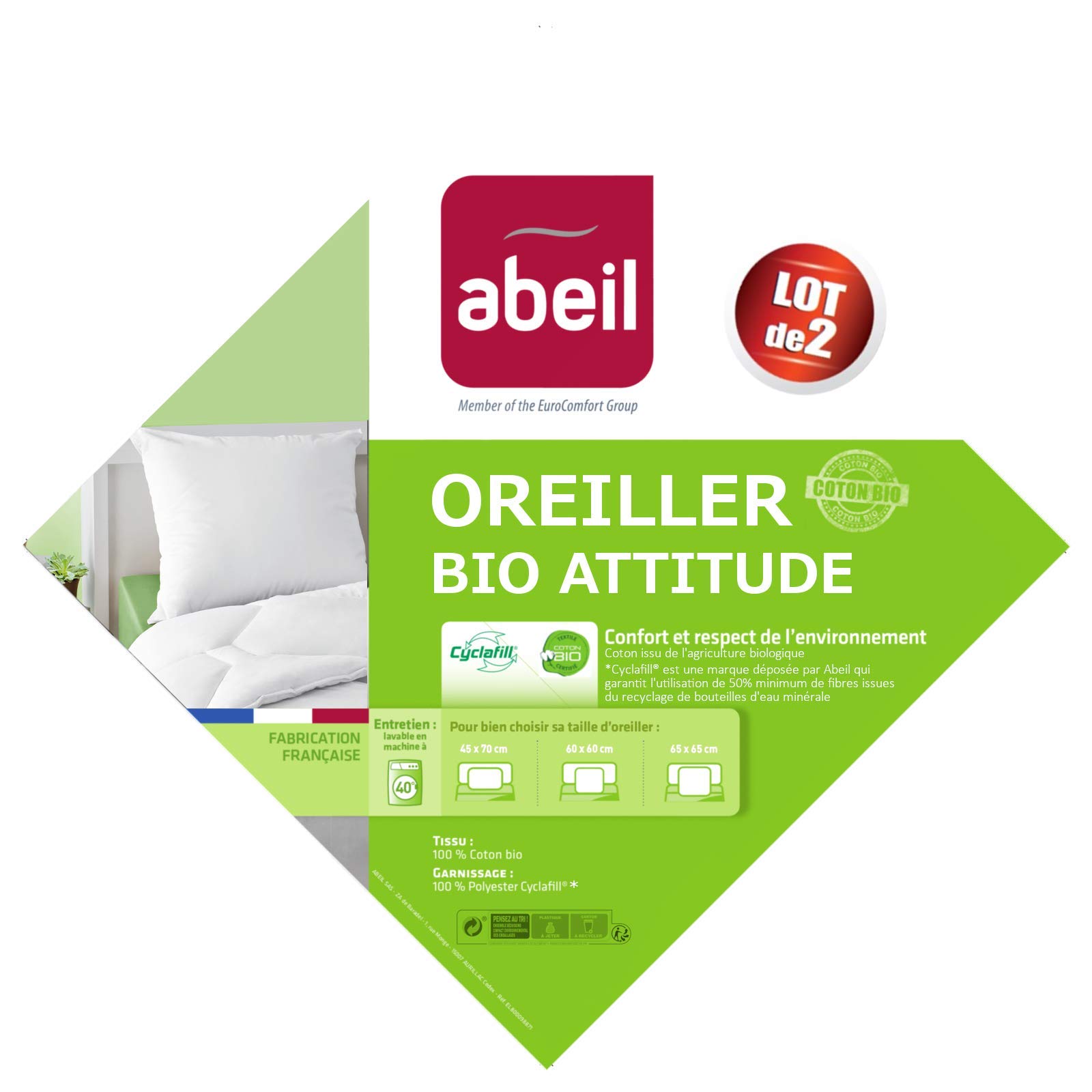 abeil-bio-attitude-lot-2-oreillers-60x60-cm-coton-bio image 5