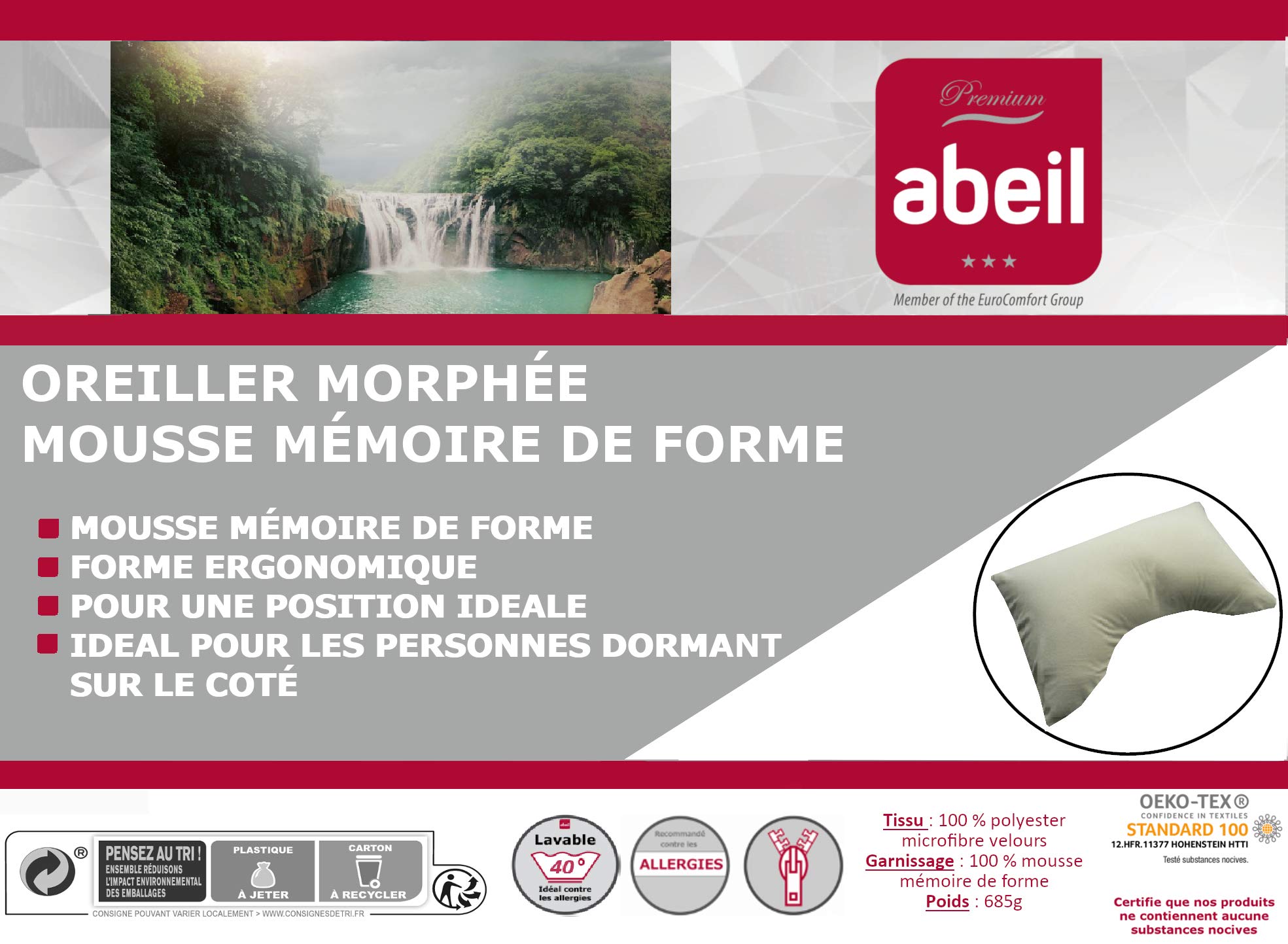 abeil-morph-e-oreiller-moelleux-m-moire-de-forme-40x60 image 5
