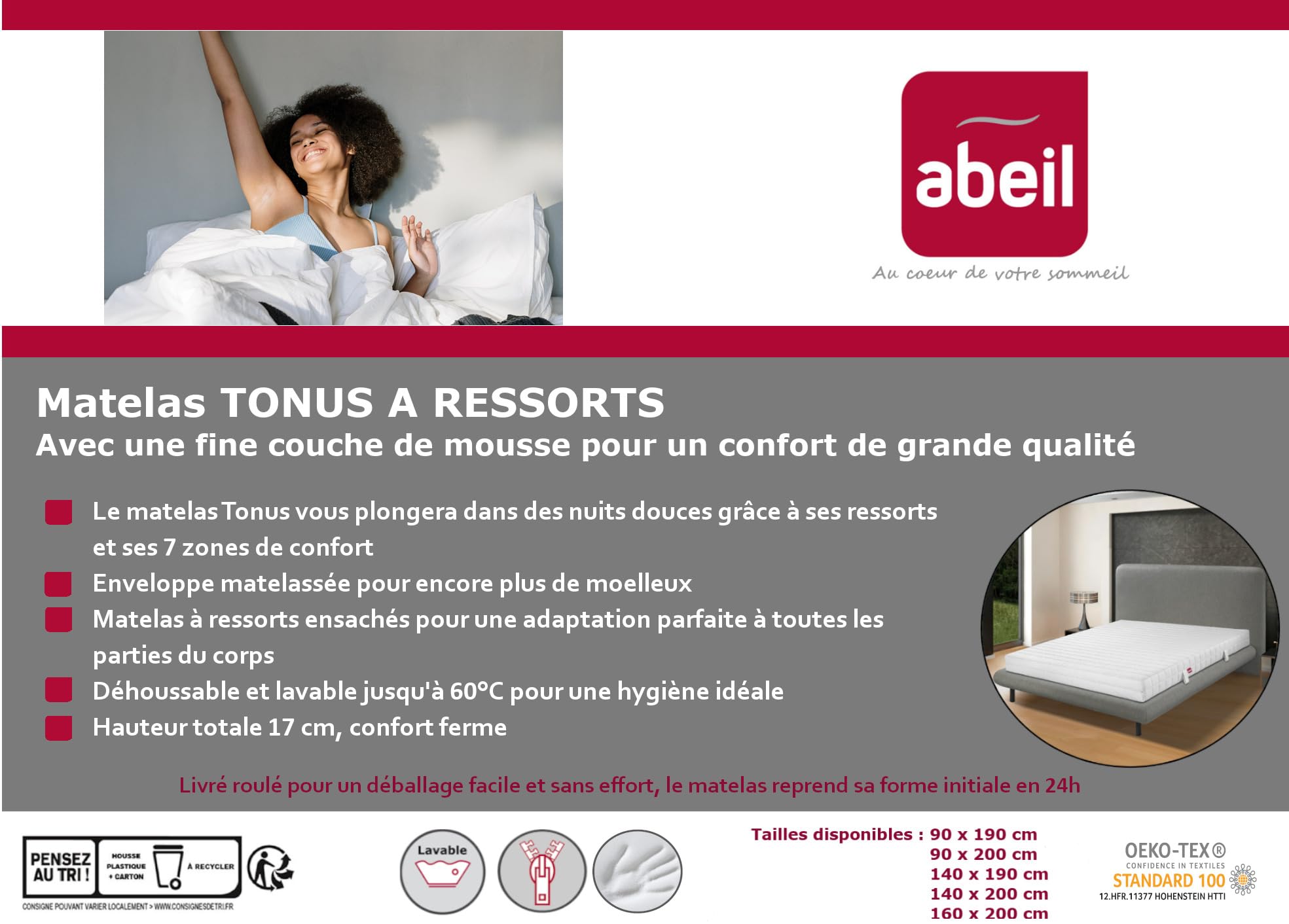 abeil-tonus-matelas-ressorts-7-zones-ferme-90x200-cm image 7