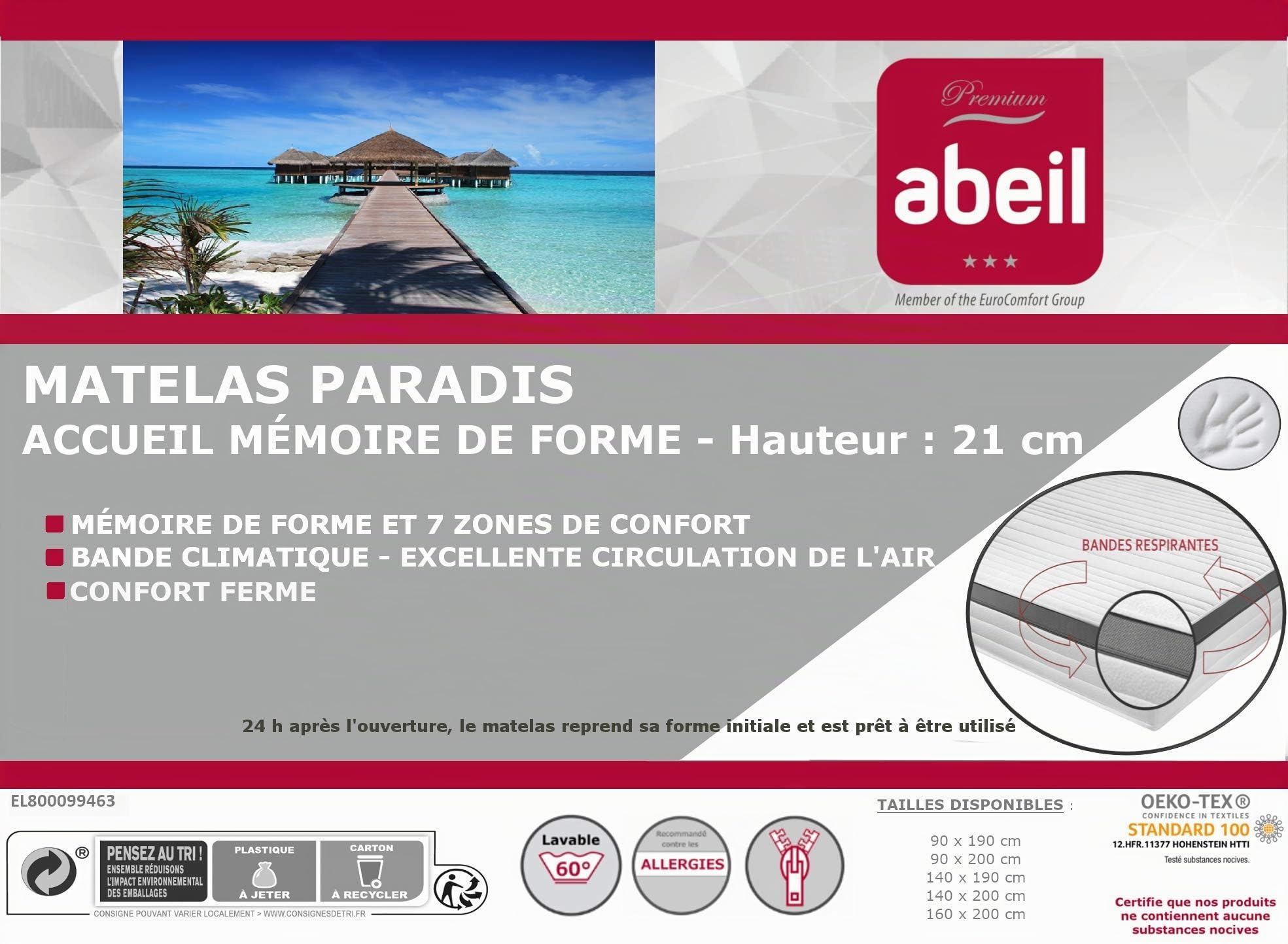abeil-matelas-paradis-m-moire-de-forme-matelas-140x190-ferme-h3-7-zones image 7