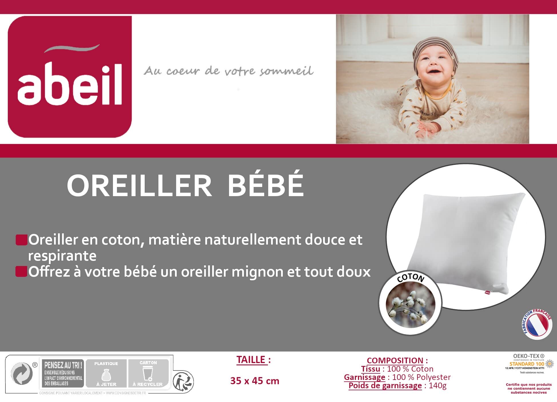 abeil-p-tite-abeil-oreiller-b-b-35x45-coton-respirant image 4